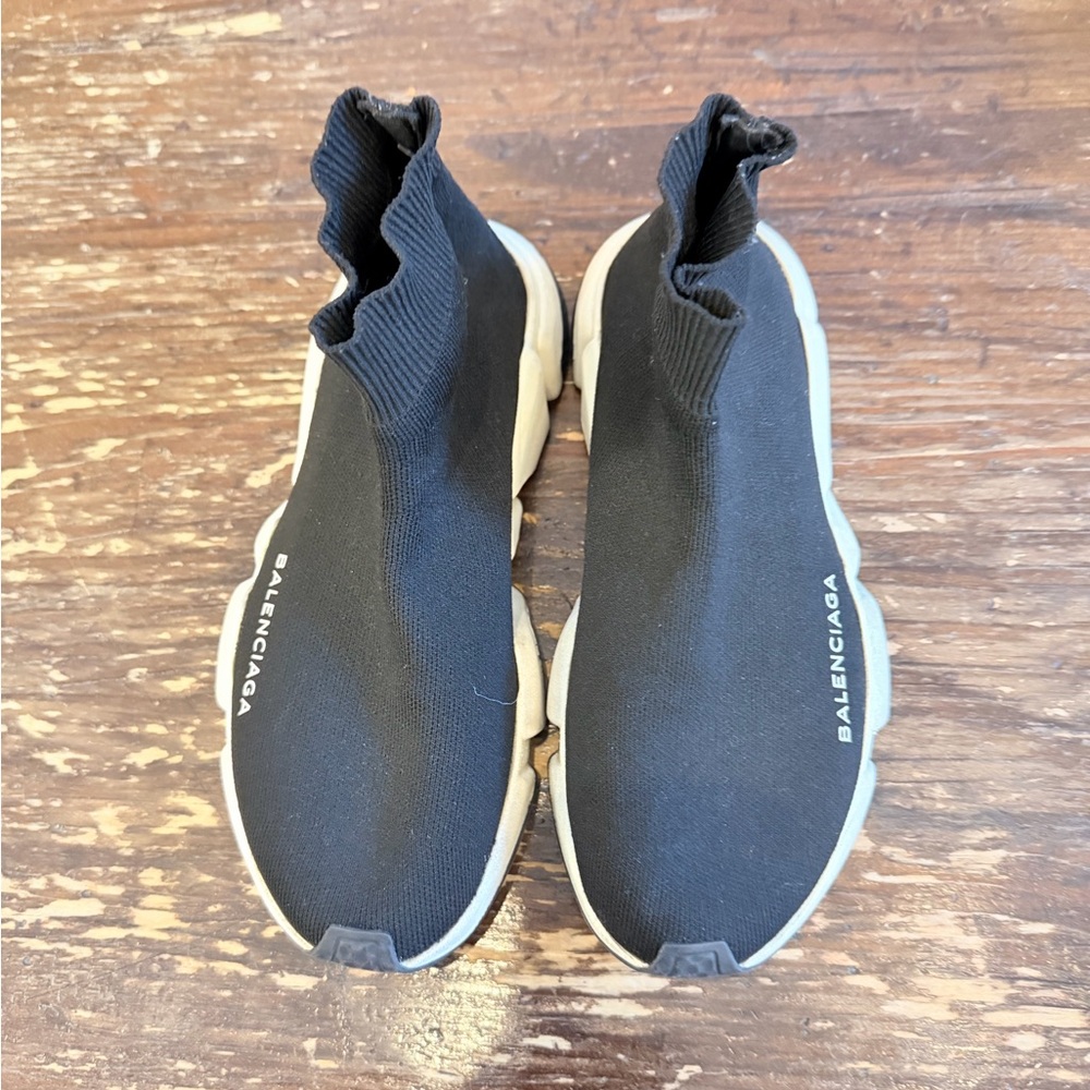 Balenciaga Speed Trainer Sock Sneakers - Black/White - Authentic - Picture 2 of 3